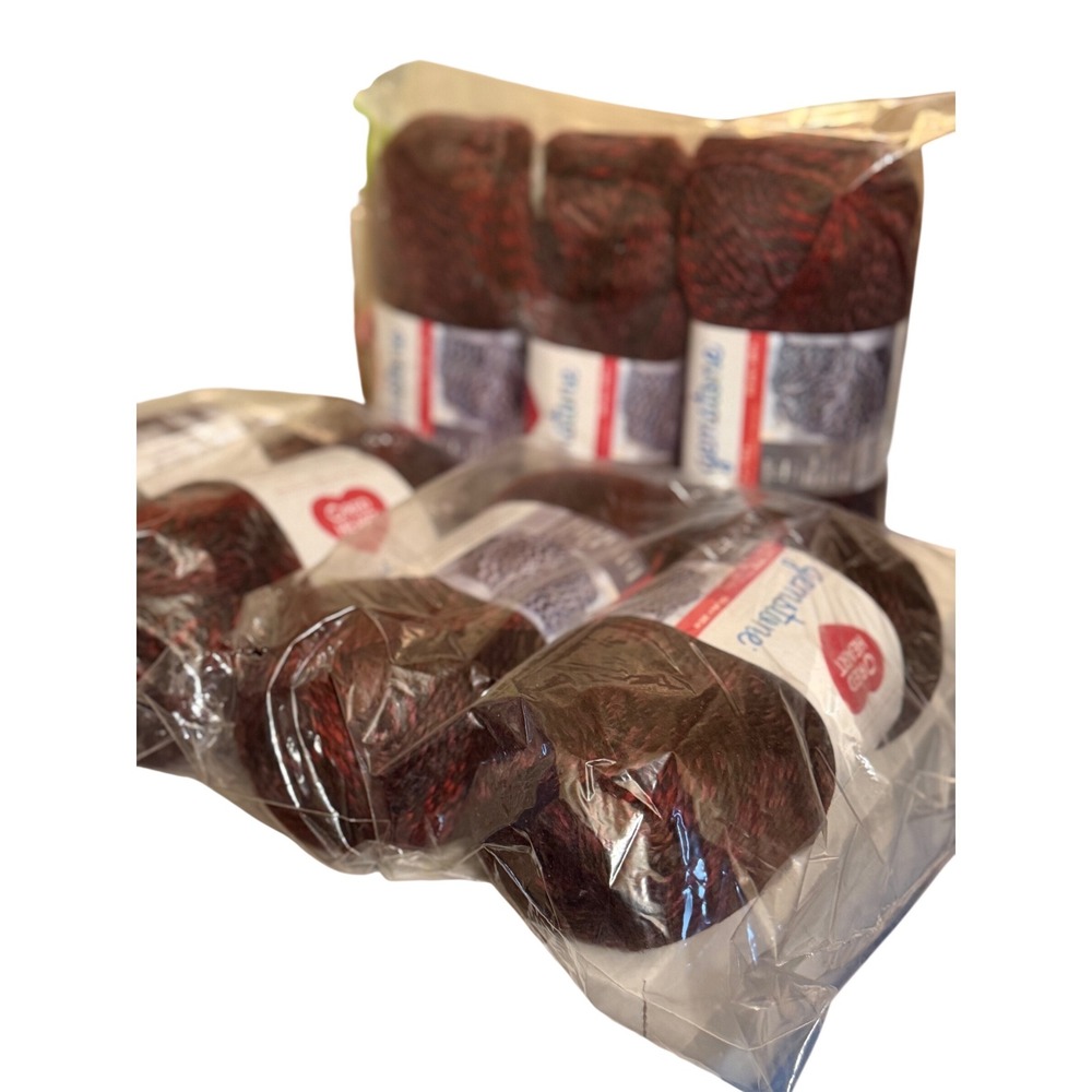 Red Heart Gemstone Yarn Ruby Red 7 Skeins Bulky 5 Acrylic 312yds Each E871-2138